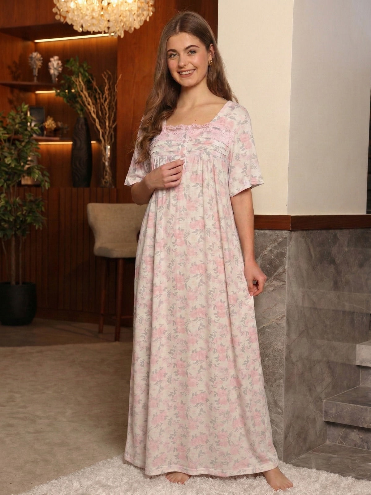 Rose short-sleeve galabia