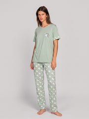 Mint printed pajama top