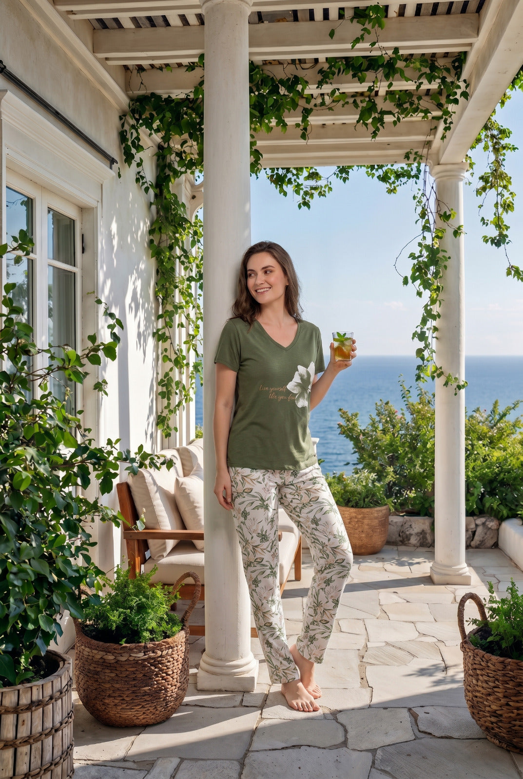 Olive pajama 1/2 sleeve