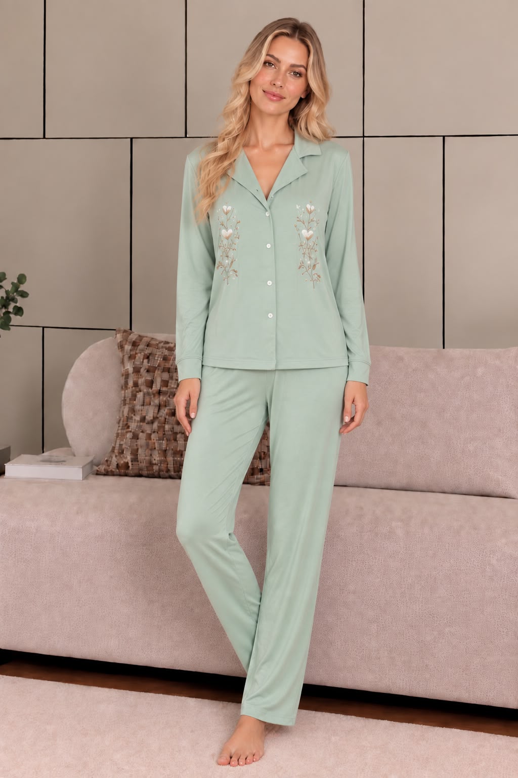 Mint long sleeve classic pajama